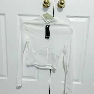 NWT NastyGal Corset Long Sleeve Crop Top
